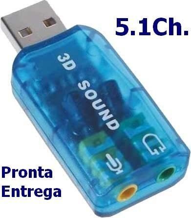 Placa De Som 5.1 Usb 3d Adaptador Audio